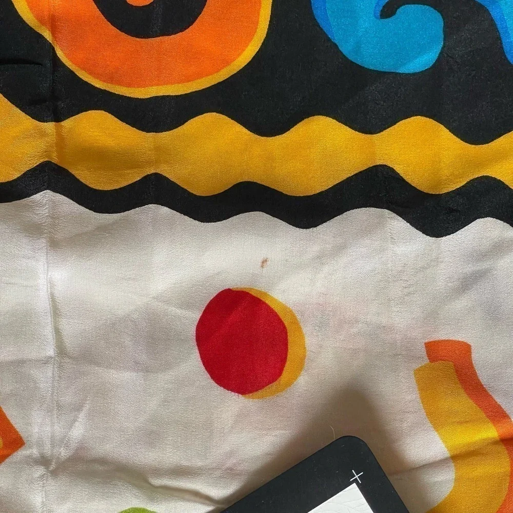 Vintage 1990s Echo Silk Graphic Pattern Square Scarf Classic Saved by the Bell